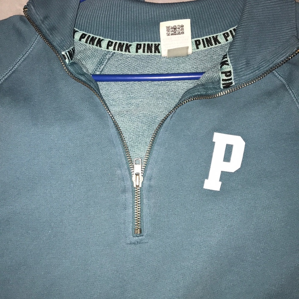 PINK baby blue half zip sweater